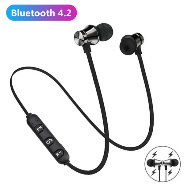 Xt11 fone de ouvido sem fio com adsorção magnética, bluetooth 4.2, fone de ouvido estéreo esportivo para telefone - Imagem 3