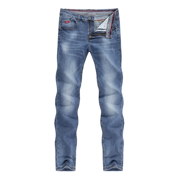 KSTUN Mens Jeans 2021 Primavera Outono Negócios Casual Reto Slim Fitness Elástico Azul Calças Cavalheiro Cowboys Jean Hombre - Imagem 7