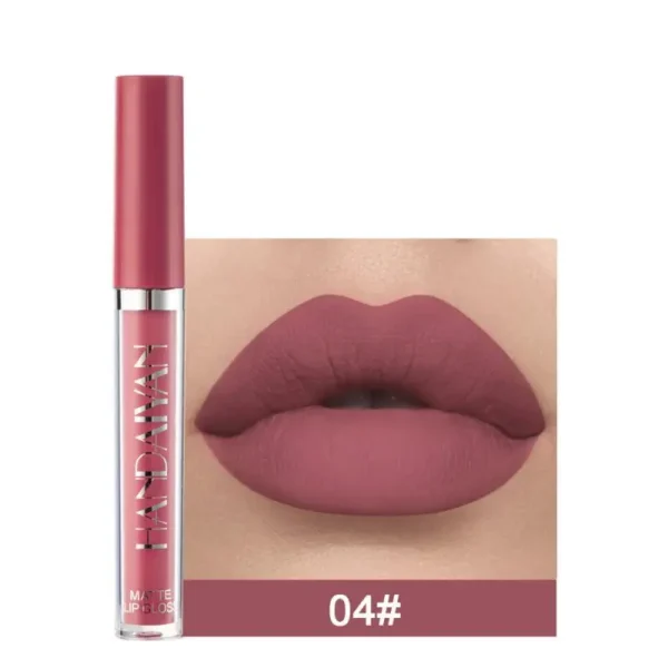 Handaiyan matte líquido batom de veludo pigmentos gloss labial à prova dnonágua hidratante antiaderente copo lábio matiz beleza cosméticos tslm1 - Imagem 4