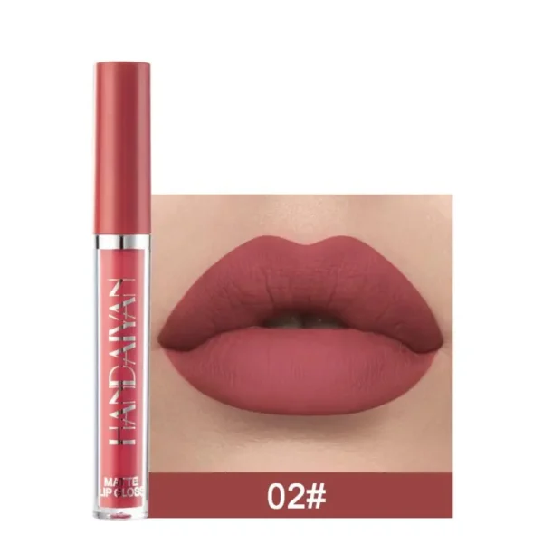 Handaiyan matte líquido batom de veludo pigmentos gloss labial à prova dnonágua hidratante antiaderente copo lábio matiz beleza cosméticos tslm1 - Imagem 8