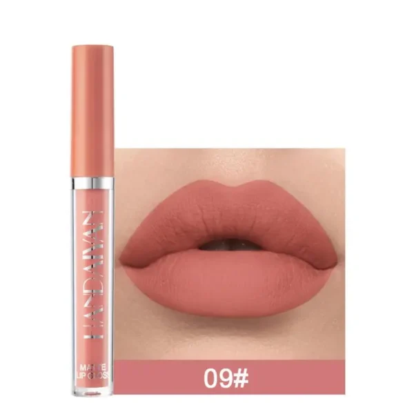 Handaiyan matte líquido batom de veludo pigmentos gloss labial à prova dnonágua hidratante antiaderente copo lábio matiz beleza cosméticos tslm1 - Imagem 16