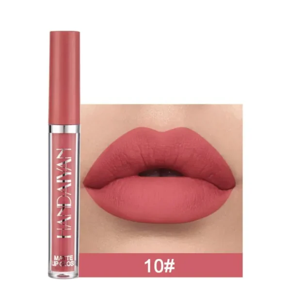 Handaiyan matte líquido batom de veludo pigmentos gloss labial à prova dnonágua hidratante antiaderente copo lábio matiz beleza cosméticos tslm1 - Imagem 15