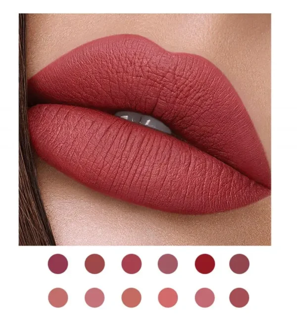 Handaiyan matte líquido batom de veludo pigmentos gloss labial à prova dnonágua hidratante antiaderente copo lábio matiz beleza cosméticos tslm1 - Imagem 3