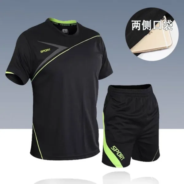 2022 novo agasalho de verão masculino camiseta solta com shorts juntos roupas masculinas camisas de futebol manter conjuntos legais tamanho grande M a 5XL - Imagem 2