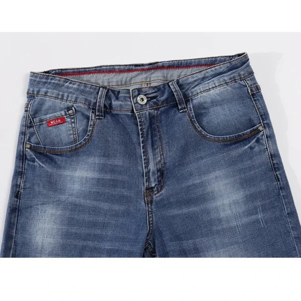 KSTUN Mens Jeans 2021 Primavera Outono Negócios Casual Reto Slim Fitness Elástico Azul Calças Cavalheiro Cowboys Jean Hombre - Imagem 3