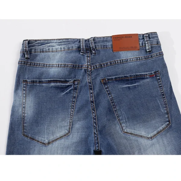 KSTUN Mens Jeans 2021 Primavera Outono Negócios Casual Reto Slim Fitness Elástico Azul Calças Cavalheiro Cowboys Jean Hombre - Imagem 4