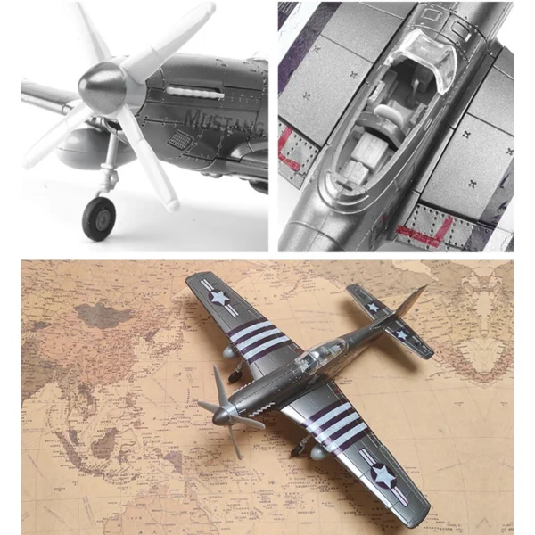Furacão Militar Fighter, Montagem Avião Modelo, DIY Puzzle Toy, Presente De Plástico, 4D, WW2 F4U Fighter P51 BF109, 1:48 - Imagem 4