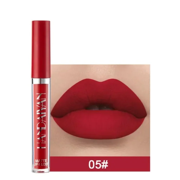 Handaiyan matte líquido batom de veludo pigmentos gloss labial à prova dnonágua hidratante antiaderente copo lábio matiz beleza cosméticos tslm1 - Imagem 12