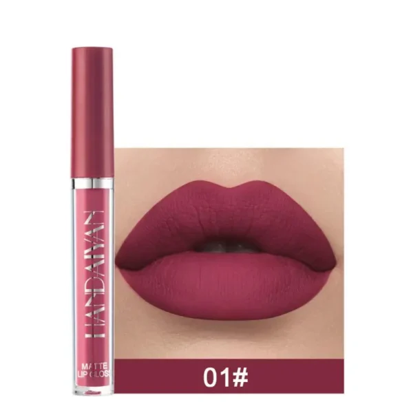 Handaiyan matte líquido batom de veludo pigmentos gloss labial à prova dnonágua hidratante antiaderente copo lábio matiz beleza cosméticos tslm1 - Imagem 9