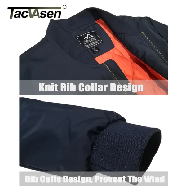 TACVASEN-Jaquetas bombardeiras acolchoadas para homens, jaqueta piloto, moda casual de beisebol, streetwear varsity, casaco retrô, inverno - Imagem 5