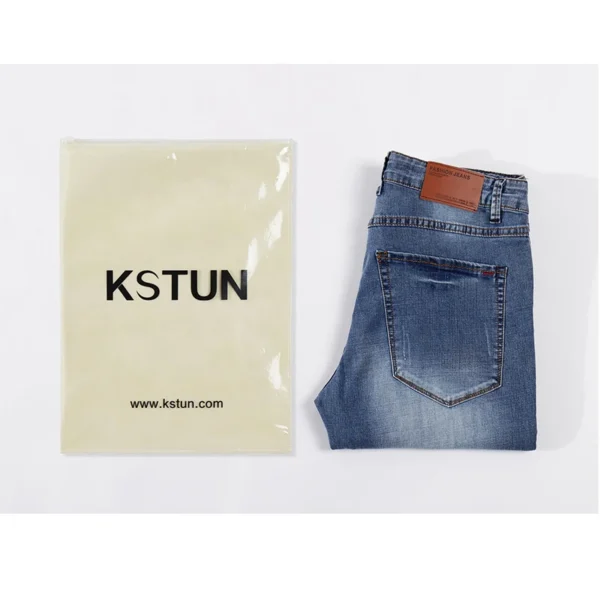 KSTUN Mens Jeans 2021 Primavera Outono Negócios Casual Reto Slim Fitness Elástico Azul Calças Cavalheiro Cowboys Jean Hombre - Imagem 6