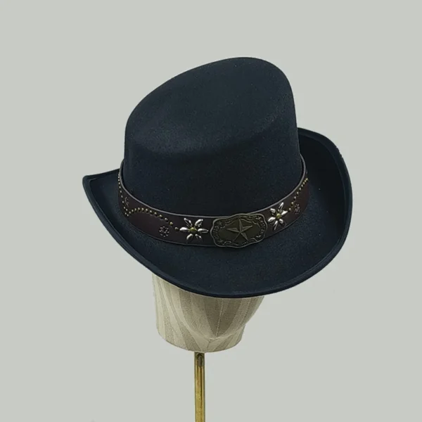 Chapéu alto inclinado masculino, chapéu de mágico preto monocromático, sombrero cavalheiro, festa curl britânica, personalidade, novo, 60cm - Imagem 23