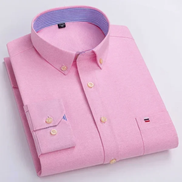 2024 Oxford Moda Masculina 100% Algodão Fino Manga Longa Casual Slim Cor Sólida Xadrez Estampa Listra Vestido Formal Camisa Plus 7XL 6XL - Imagem 20