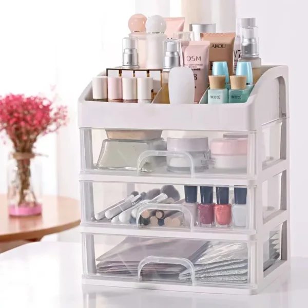 Caixa de armazenamento de cosméticos transparente, organizador de maquiagem e joias, à prova d'água, armazenamento de cosméticos, ótimo para banheiro, quarto, bancada - Imagem 4
