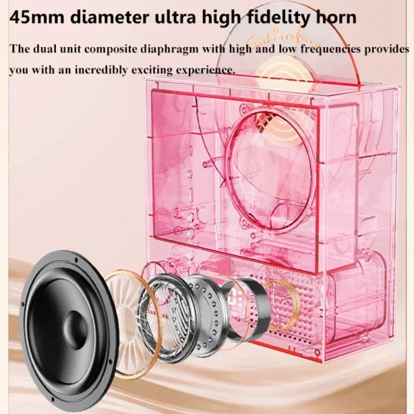 Caixa De Som Retro CD Record Bluetooth Speaker Portátil RGB Atmosfera Casa Pequeno Alto-falante Sem Fio com Relógio Menina Presente de Aniversário - Imagem 2