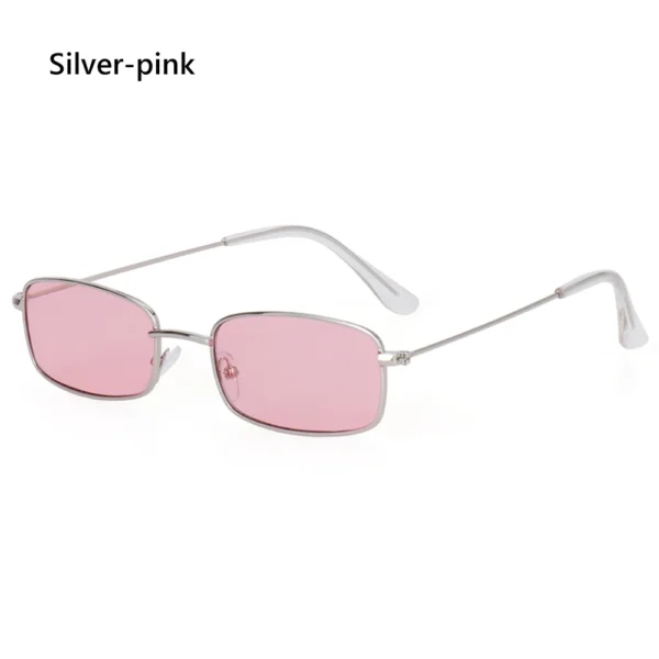 1pc para mulher pequeno retângulo óculos de sol retro metal frame punk vintage viagem máscaras uv400 proteção óculos de sol - Imagem 13