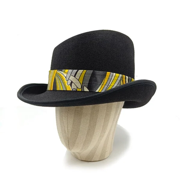 Chapéu alto inclinado masculino, chapéu de mágico preto monocromático, sombrero cavalheiro, festa curl britânica, personalidade, novo, 60cm - Imagem 2