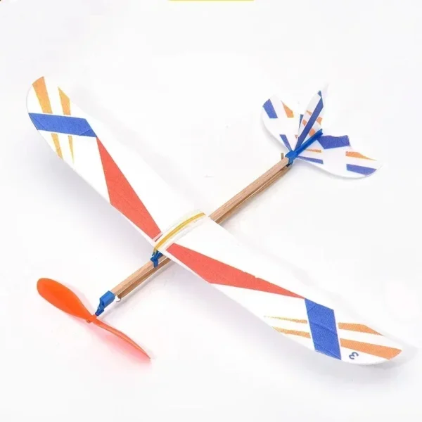 Aviões voadores de planadores para crianças, lance de mão DIY, elástico elástico, avião voador alimentado, avião modelo de montagem