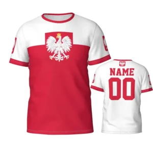 Nome personalizado número bandeira da Polônia emblema polonês 3D camisetas para homens mulheres camisetas camisa equipe futebol fãs presente camiseta
