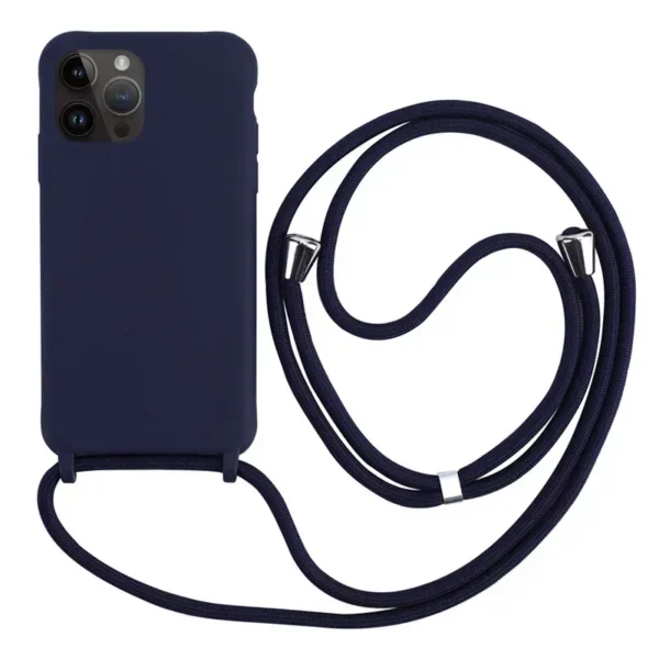 Capa de telefone com cordão de silicone macio em TPU, iPhone 16, 15, 14 Plus, 13, 12, Mini, 11 Pro, XS, Max, XR, X - Imagem 13