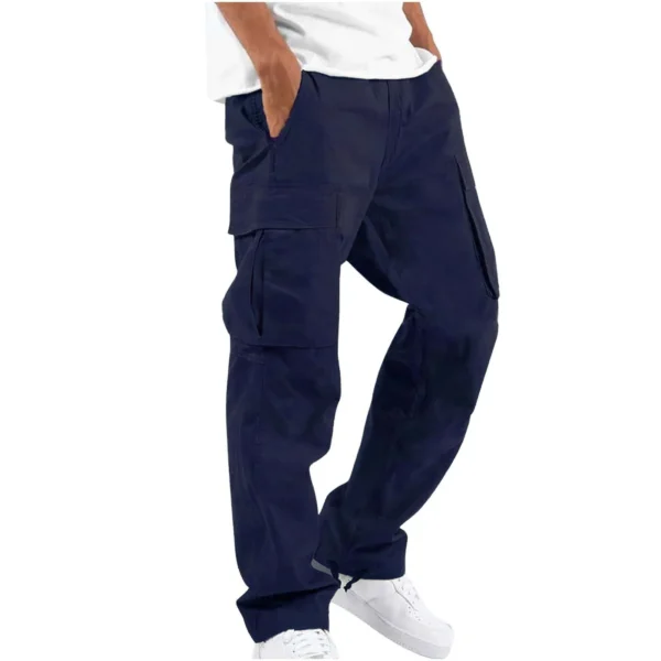 Calça cargo masculina casual masculina cintura alta elástica bolso perna larga bolso calças grandes S-5XL OUFY-008 - Imagem 14