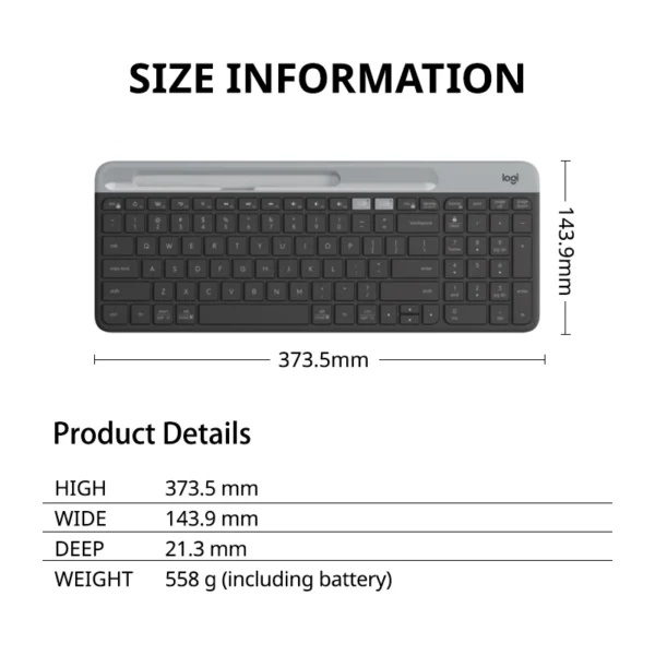 Logitech-k580 teclado sem fio portátil, luz fina, multi-dispositivo, para pc, tablet, laptop, ipad, computador de escritório - Imagem 5