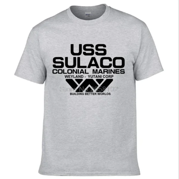 Moda USCSS Nostromo T-Shirt Alien USS Sulaco Colonial Marines Aliens Off World Camiseta de manga curta masculina de algodão com gola redonda - Imagem 14