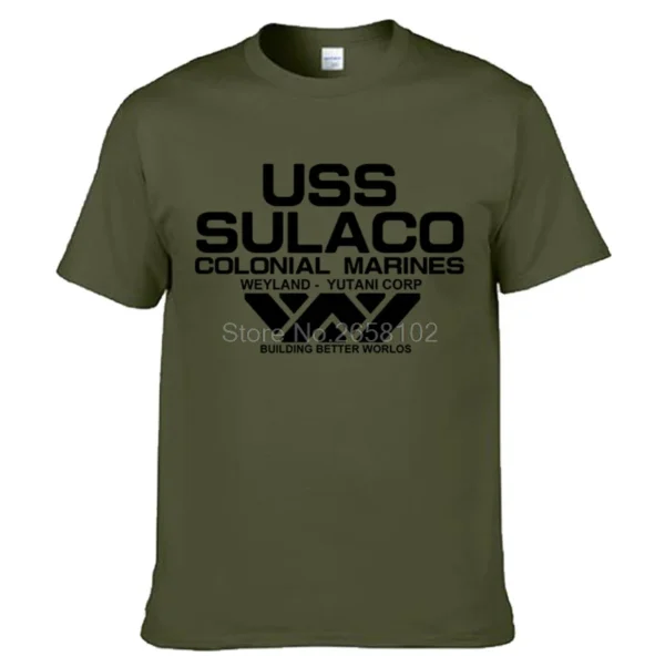 Moda USCSS Nostromo T-Shirt Alien USS Sulaco Colonial Marines Aliens Off World Camiseta de manga curta masculina de algodão com gola redonda - Imagem 9