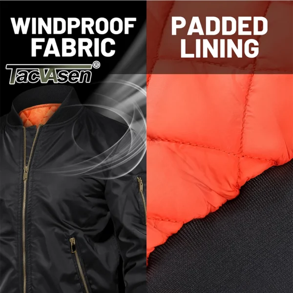 TACVASEN-Jaquetas bombardeiras acolchoadas para homens, jaqueta piloto, moda casual de beisebol, streetwear varsity, casaco retrô, inverno - Imagem 3