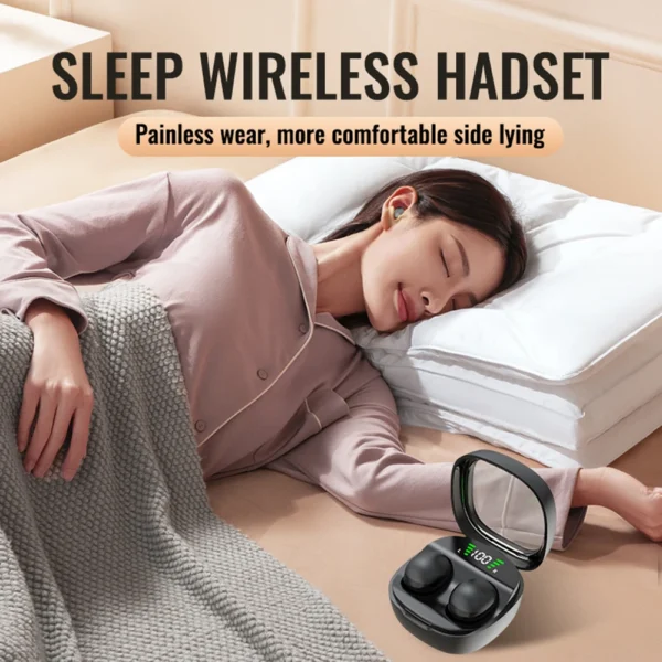 Mini Fones de Ouvido Invisíveis Sem Fio Bluetooth 5.3 Fone de Ouvido Sono Trabalho Esportes Fones de Ouvido Pequenos HiFi Estéreo Redução de Ruído Fones de Ouvido - Imagem 2