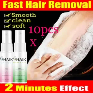 Spray de depilação rápida para homens e mulheres, inibidor indolor do crescimento do cabelo, axila do braço, perna depilatória permanente, beleza saúde, 10pcs