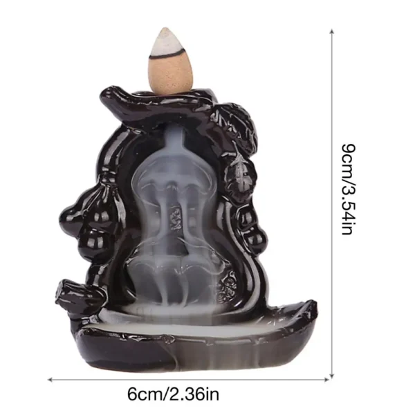 Queimador de incenso de refluxo em resina com cascata de fumaça, queimador de incenso em forma de torre inovadora, incenso de sândalo, forno de aromaterapia, decoração de casa - Imagem 9
