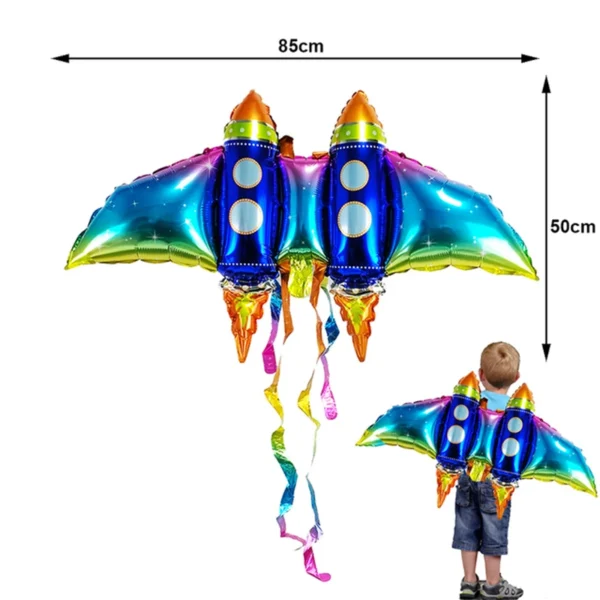 1Pcs Grande Foil Foil Balão Espaço Exploração Tema Inflável Decoração Brinquedos para Meninos Festa de Aniversário Foguete Asa - Imagem 19