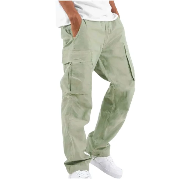 Calça cargo masculina casual masculina cintura alta elástica bolso perna larga bolso calças grandes S-5XL OUFY-008 - Imagem 15