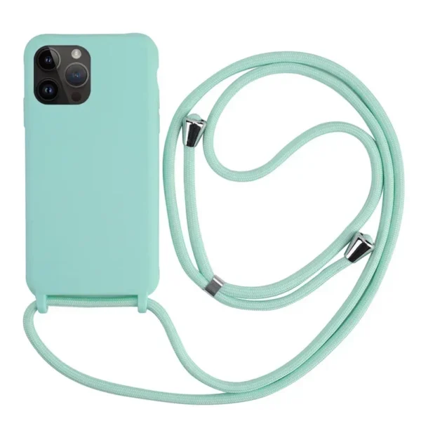 Capa de telefone com cordão de silicone macio em TPU, iPhone 16, 15, 14 Plus, 13, 12, Mini, 11 Pro, XS, Max, XR, X - Imagem 12