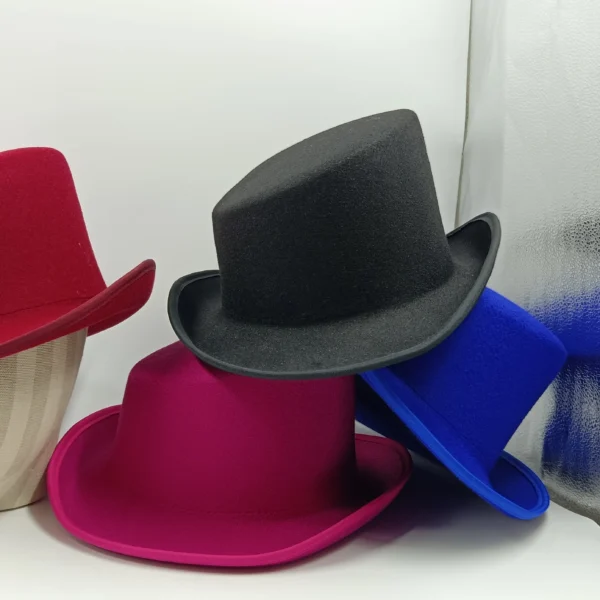 Chapéu alto inclinado masculino, chapéu de mágico preto monocromático, sombrero cavalheiro, festa curl britânica, personalidade, novo, 60cm - Imagem 6