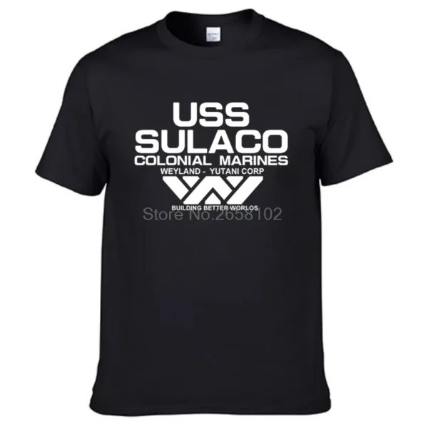 Moda USCSS Nostromo T-Shirt Alien USS Sulaco Colonial Marines Aliens Off World Camiseta de manga curta masculina de algodão com gola redonda - Imagem 7
