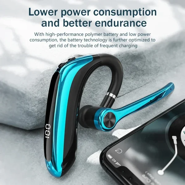 EARDECO-fone de ouvido único sem fio com microfone, fone de ouvido bluetooth, auscultador com cancelamento de ruído - Imagem 3