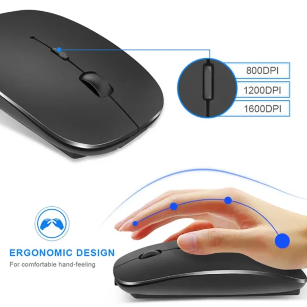 Mouse sem fio bluetooth 5.0, silencioso, ergonômico, óptico, para apple pc, ipad, atacado - Imagem 2