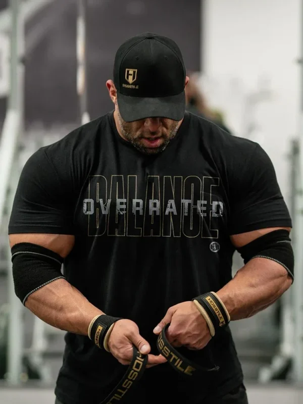 Hosion-camiseta de manga curta para homens, estilo americano, solto, respirável, fitness, músculo, difícil, esportes, clássico - Imagem 4
