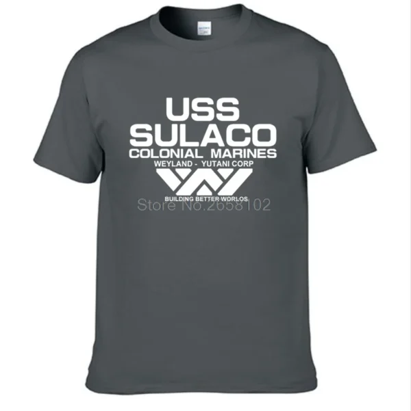Moda USCSS Nostromo T-Shirt Alien USS Sulaco Colonial Marines Aliens Off World Camiseta de manga curta masculina de algodão com gola redonda - Imagem 10