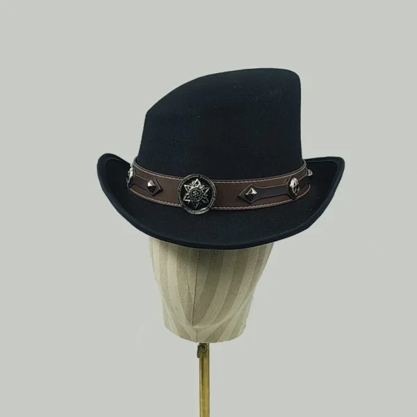 Chapéu alto inclinado masculino, chapéu de mágico preto monocromático, sombrero cavalheiro, festa curl britânica, personalidade, novo, 60cm - Imagem 19