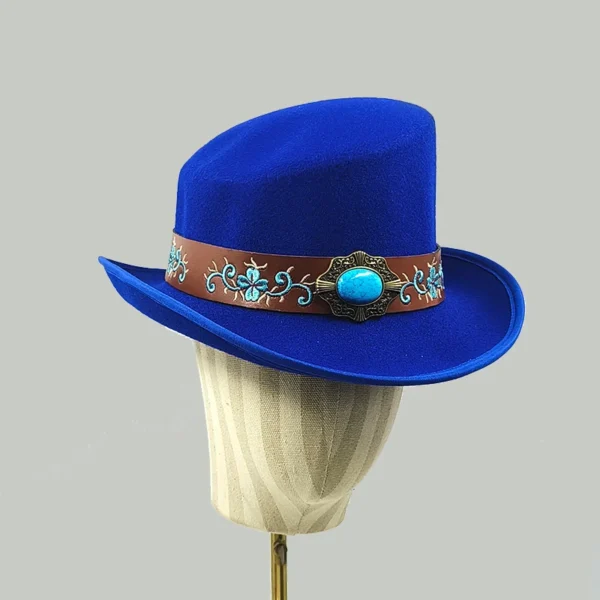 Chapéu alto inclinado masculino, chapéu de mágico preto monocromático, sombrero cavalheiro, festa curl britânica, personalidade, novo, 60cm - Imagem 11