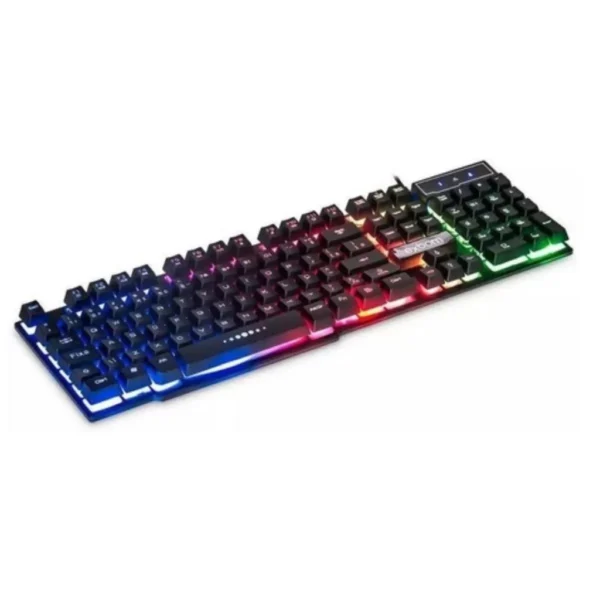 Kit Teclado + Mouse LED RGB ABNT2 Padrão Brasileiro Kit com fio USB semi mercanico - Imagem 2