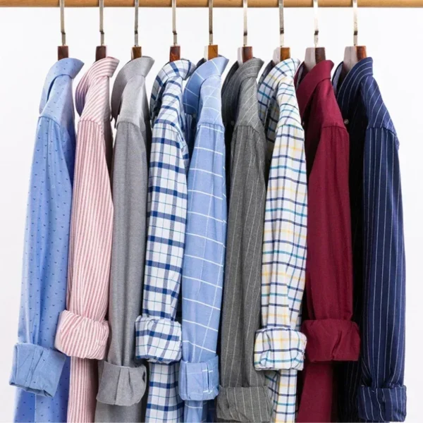 2024 Oxford Moda Masculina 100% Algodão Fino Manga Longa Casual Slim Cor Sólida Xadrez Estampa Listra Vestido Formal Camisa Plus 7XL 6XL - Imagem 6