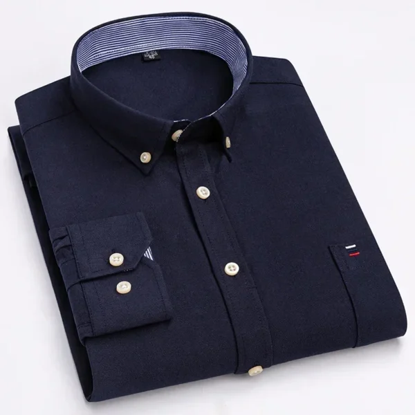 2024 Oxford Moda Masculina 100% Algodão Fino Manga Longa Casual Slim Cor Sólida Xadrez Estampa Listra Vestido Formal Camisa Plus 7XL 6XL - Imagem 19