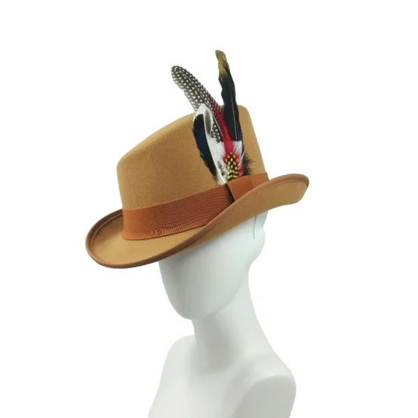 Chapéu alto inclinado masculino, chapéu de mágico preto monocromático, sombrero cavalheiro, festa curl britânica, personalidade, novo, 60cm - Imagem 9