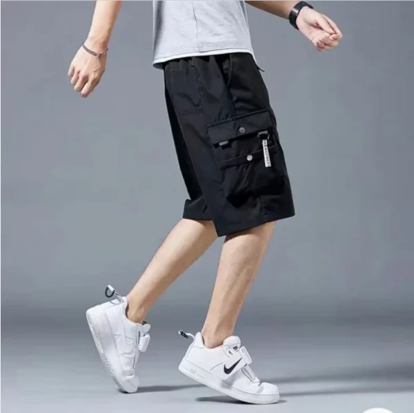 Shorts de trabalho, vários bolsos masculinos, shorts médios, calças curtas largas e finas de verão - Imagem 4