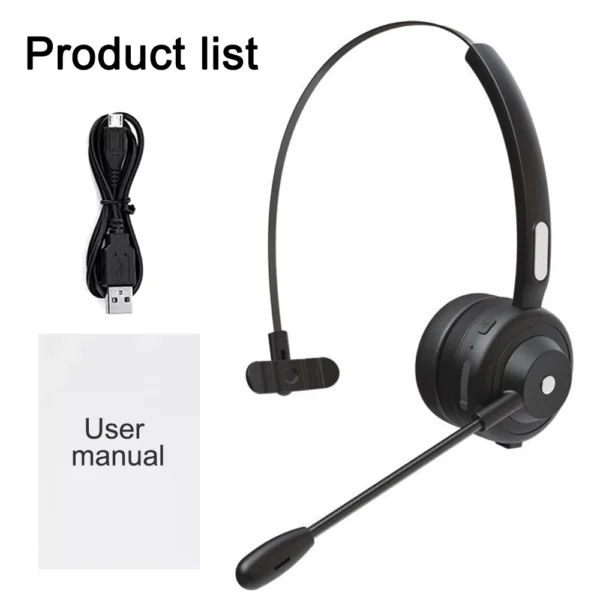 Bluetooth 5.1 Headset Wireless Truck Driver Headphones Hands-Free Call Headset With Mic Noise Cancelling For Call Center Office - Imagem 7