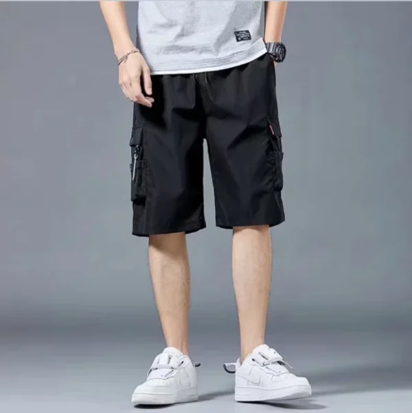 Shorts de trabalho, vários bolsos masculinos, shorts médios, calças curtas largas e finas de verão - Imagem 5